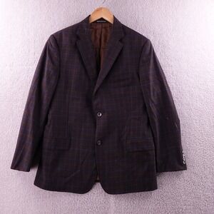 J Hilburn Mens Plaid Tailored Fit Wool Blazer Jacket Made in Portugal Size 41S